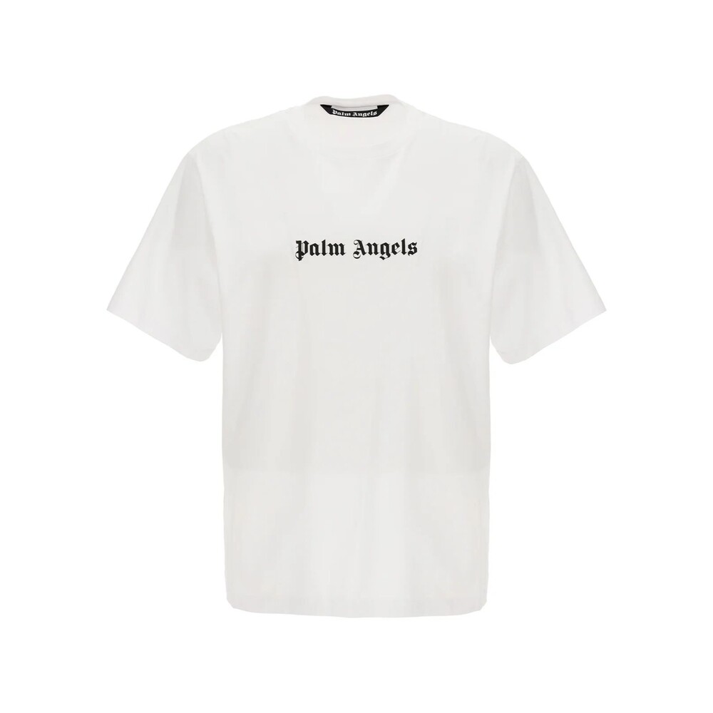 PALM ANGELS CLASSIC LOGO PRINTED REGULAR FIT WHITE T-SHIRT SIZE Large